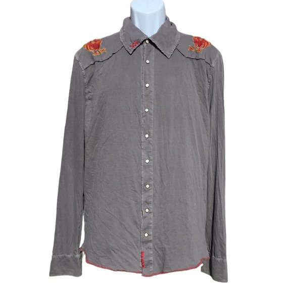 PROJECT E VINTAGE Other - PROJECT E VINTAGE XL Snap Front Western Shirt Rooster Floral Embroidered